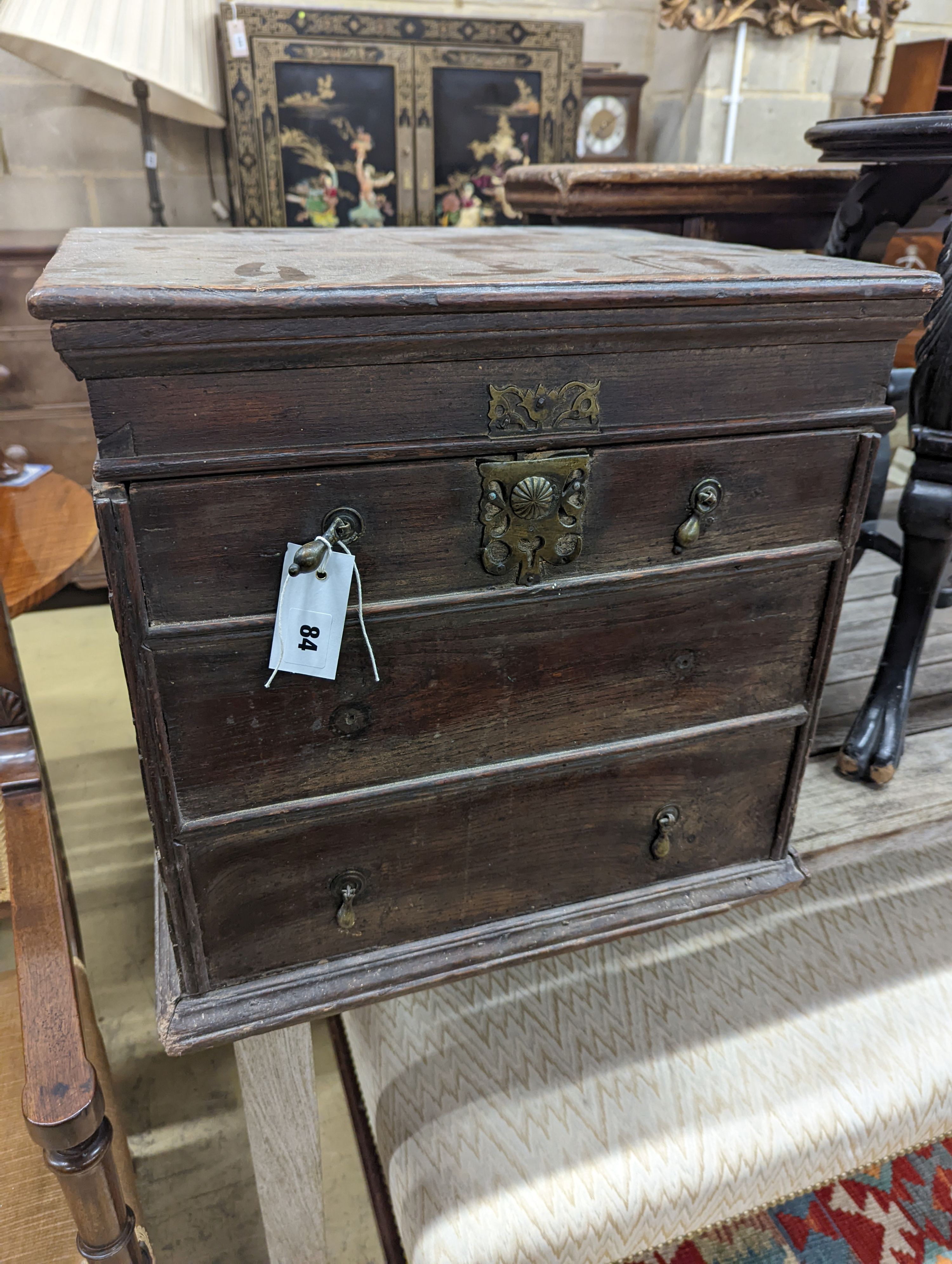 An oak log box, width 49cm, depth 38cm, height 46cm